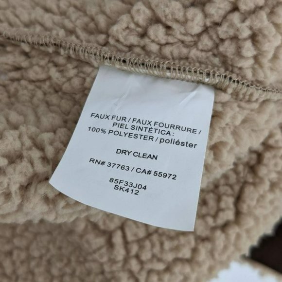 C&C California Faux Suede Sherpa Vest Small Coffee Brown Tan Boho Open Front New - Picture 8 of 13